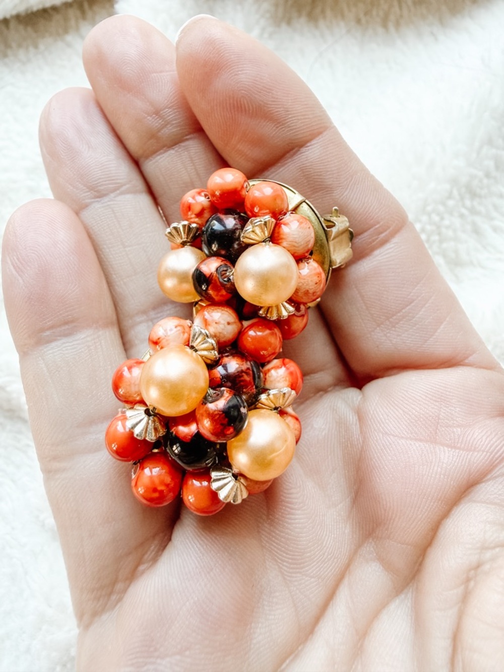 Vintage 3-Strand Beaded Statement Set - Cluster Earrings & Necklace - Picture 4 of 9